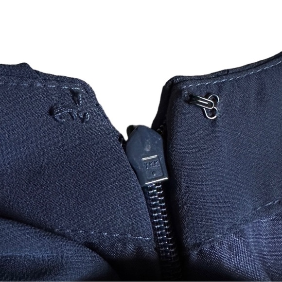 Bill Levkoff Navy Chiffon Pleated Maxi Dress 10 Formal Evening Bridesmaid Gown - Picture 9 of 10